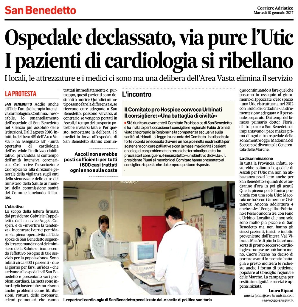 Ospedale di San Benedetto declassato - Via la UTIC
